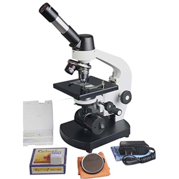 Radical 2500x High Power Compound LED Lab Microscope w 100x Oil Objective - Fine Focus