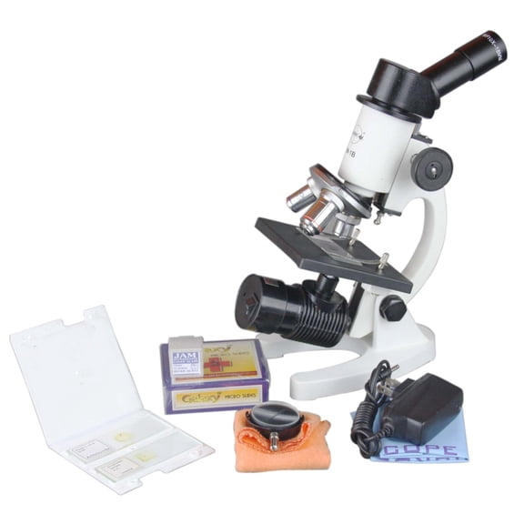 Radical 40-1000x Compound Student Microscope w Cordless LED. 50 Blank & 2 Prep Slides!