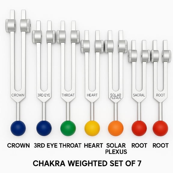 Radical 7 Chakra Weighted Therapy Healing Tuning Forks with Activator and Pouch