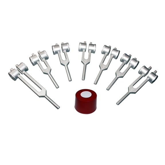 Radical 7 Chakra Weighted Therapy Healing Tuning Forks with Long Handles Activator and Pouch
