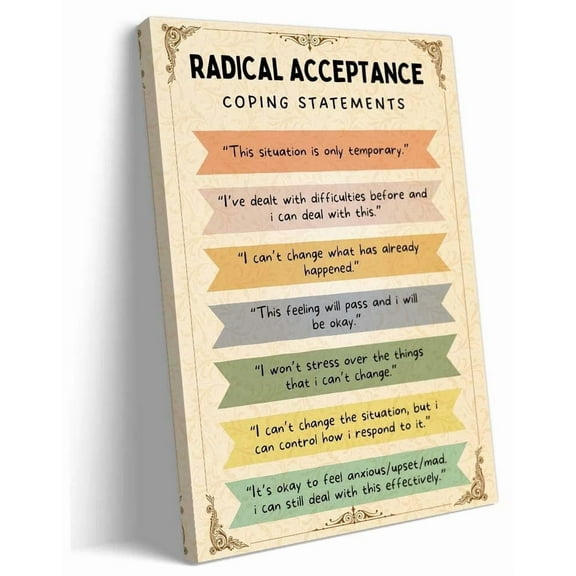 Radical Acceptance Poster Prints Affirmations Cognitive Distortions Mental Health Posters Art Hanging Vertical Wall Canvases for Living Room poster