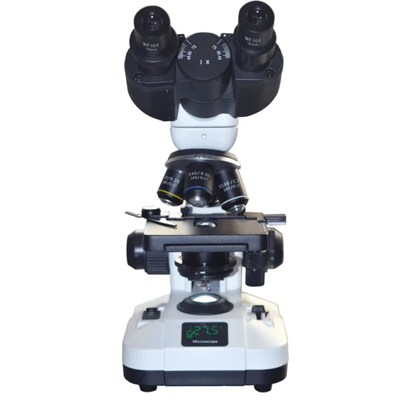 Radical Binocular Compound Microscope Siedentopf Head, Coaxial Focus, 2500× Top Bottom Light, LED Display