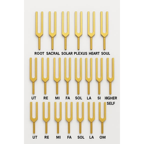 Radical 🌈 Chakra 9 Solfeggio 9 (Golden) –18 Unweighted Tuning Forks -Ultimate Sound Healing Kit
