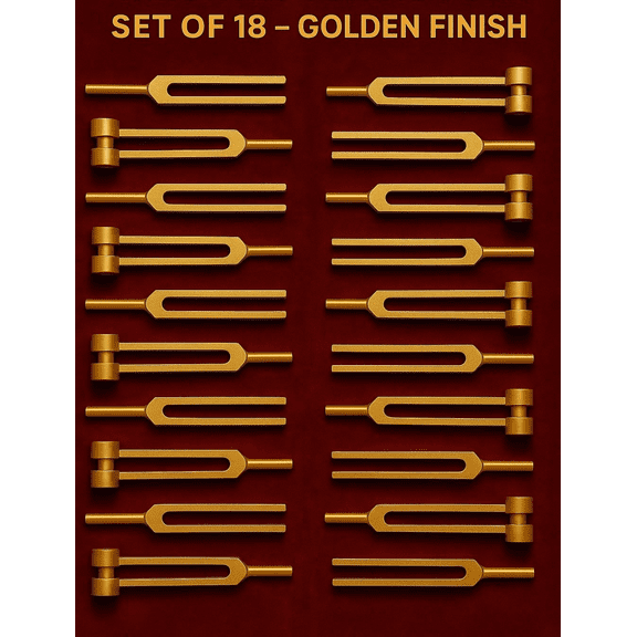 Radical  Chakra 9 Weighted & Solfeggio 9 Unweighted (Golden) 18 Healing Tuning Forks