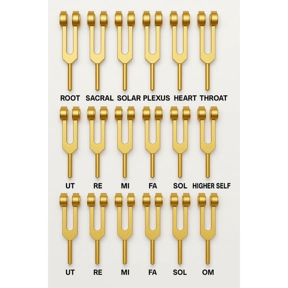 Radical  Chakra 9 Weighted & Solfeggio 9 Weighted (Golden)  18 Healing Tuning Fork