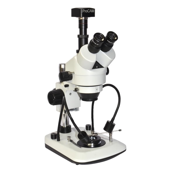 Radical Diamond & Gemstone Inspection Gemology Stereo Microscope 7x-100x Magnification, Darkfield for Inclusions, Gem Tweezer, LED Spot Lights, 20 MP HD Cam