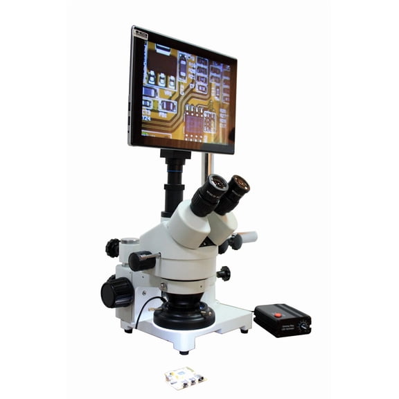Radical Electronics Repair Stereo Microscope 20–40× w/ Boom, 100mm WD 4K Camera /Screen