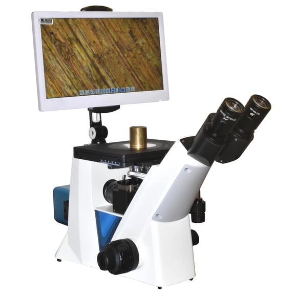 Radical Inverted Metallurgical Reflected Light Material Science Grain Size Microscope Infinite Optical Sysytem 1000x Mag w LED, 4K Camera & LCD Display