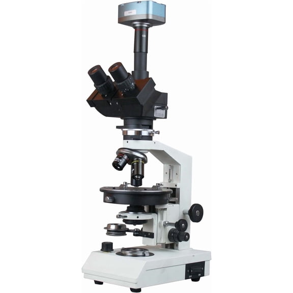 Radical Laboratory Polarizing Trinocular Geology Mineralogy Microscope w Rotary Stage, Full & Quater wave Plates & 10Mp USB3.0 Scientific Camera