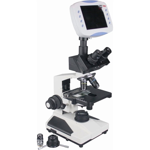 Radical Live Blood Analysis 2500x Darkfield Microscope with 5Watt LED, Built in HD Camera LCD Display and Semi Plan DF Objectives