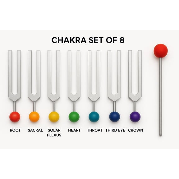 Radical 🌟 Long Chakra + Soul Tuning Forks – 8 Fork Premium Professional Healing Set