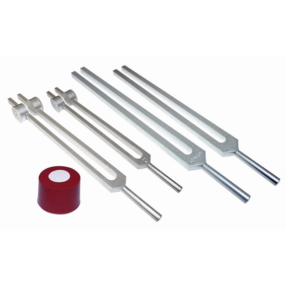 Radical OM Tuning Fork Set  4 Piece  Sound Therapy & Meditation  Includes Activator & Velvet Pouch