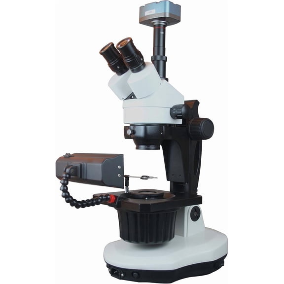 Radical Professional Gemology Gem Inclusion Testing Stereo Zoom Microscope 7-100x w Darkfield LED Flixible Light Gem Holders GIA Stand & 18 Mega Pixel PC Camera