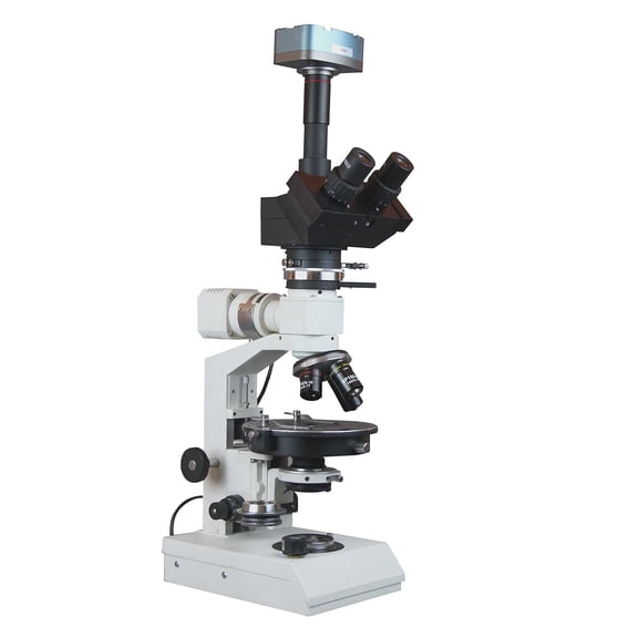 Radical Professional Polarizing Microscope with Transmitted & Reflected Light for Rock & Mineral Samples, Centrable Rotating Stage, Lambda Plates, Bertrand Lens & 5MP PC Camera