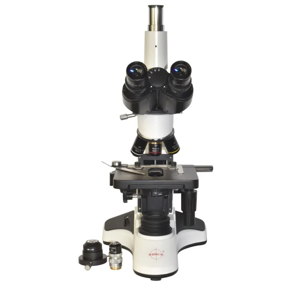 Radical Professional Trinocular Darkfield LED Microscope with 100 Iris Oil Objective & Darkfield Condenser