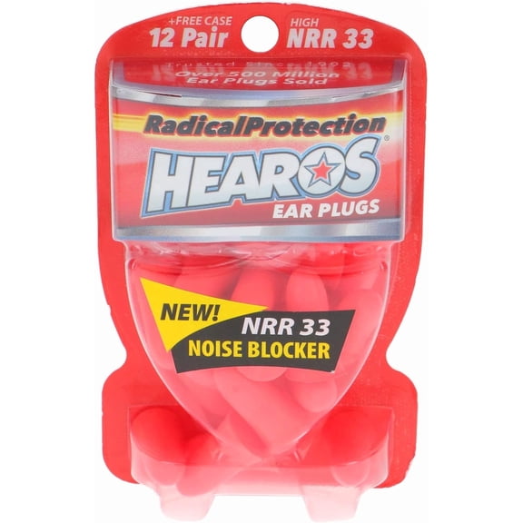 HEAROS Radical Protection Foam Ear Plugs for Noise Reduction & Hearing Protection, NRR 33, 12 pairs