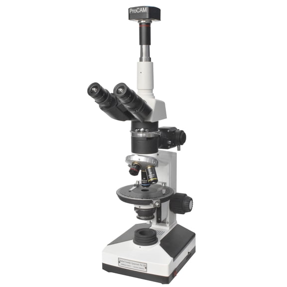 Radical Radical Advanced Professional Reflected & Transmitted Polarizing Microscope w Centrable Nosepiece & Rotary Stage, Full Quater 1-4Lambda Compensator Plates, Bertrand Lens w 5MP Camera
