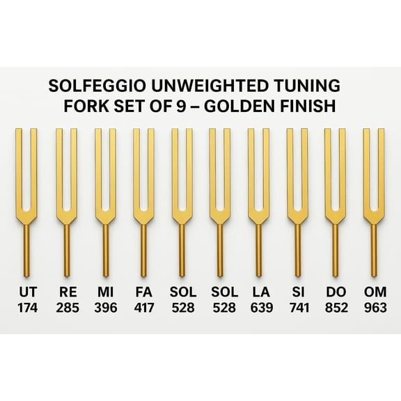 Radical Solfeggio 9 Unweighted (Golden) – Professional Sound Healing Tuning Fork Set