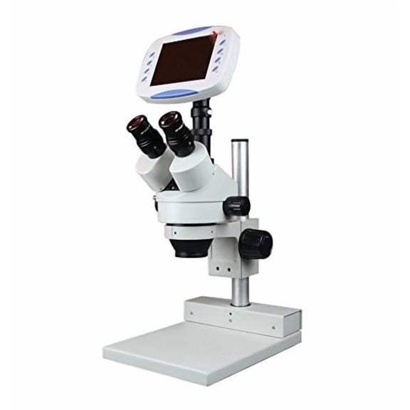 Radical Stereo Zoom 3D View Microscope w Live Display on LCD Built in Camera Long Working Distance LED Light
