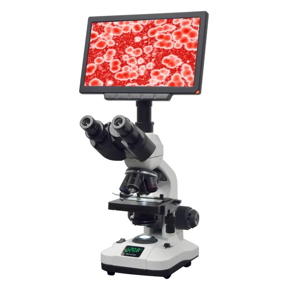 Radical Trinocular Laboratory Microscope 2500, Semi-Plan Optics, 10 4K Camera & Display