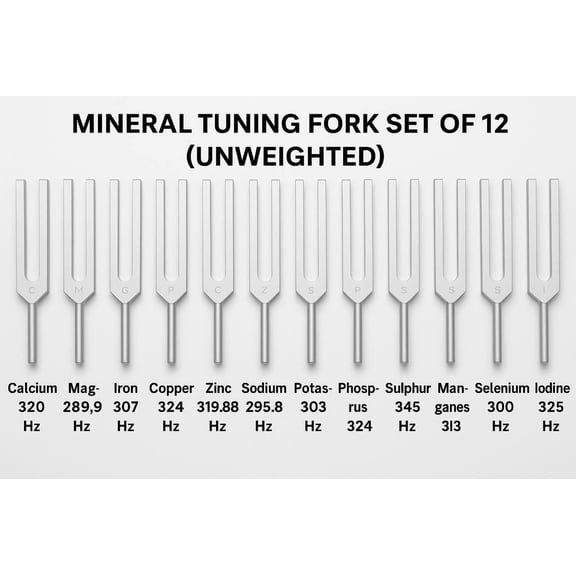 Radical 🌟 Unweighted Human Body Mineral Tuning Forks – 12 Fork Healing Set