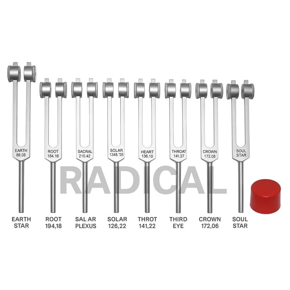 Radical 🌟 Weighted Chakra, Soul Star & Earth Star Tuning Forks – 9 Fork Healing Set