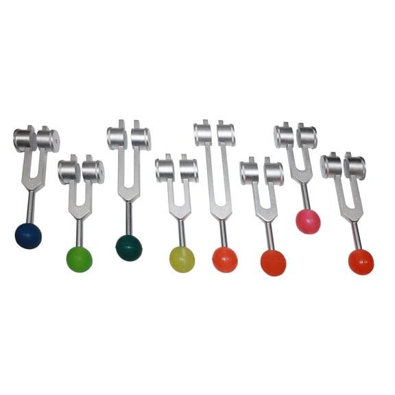 Radical Weighted Harmonic Solar Spectrum 8 Healing Tuning Forks with Rubber Balls Activator and Pouch