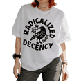 thumbnail image 1 of Radicalized By Basic Decency Crow Olive Branch Graphic Tees T-shirt Feminist Short Sleeve Round Neck White S-5XL, 1 of 4