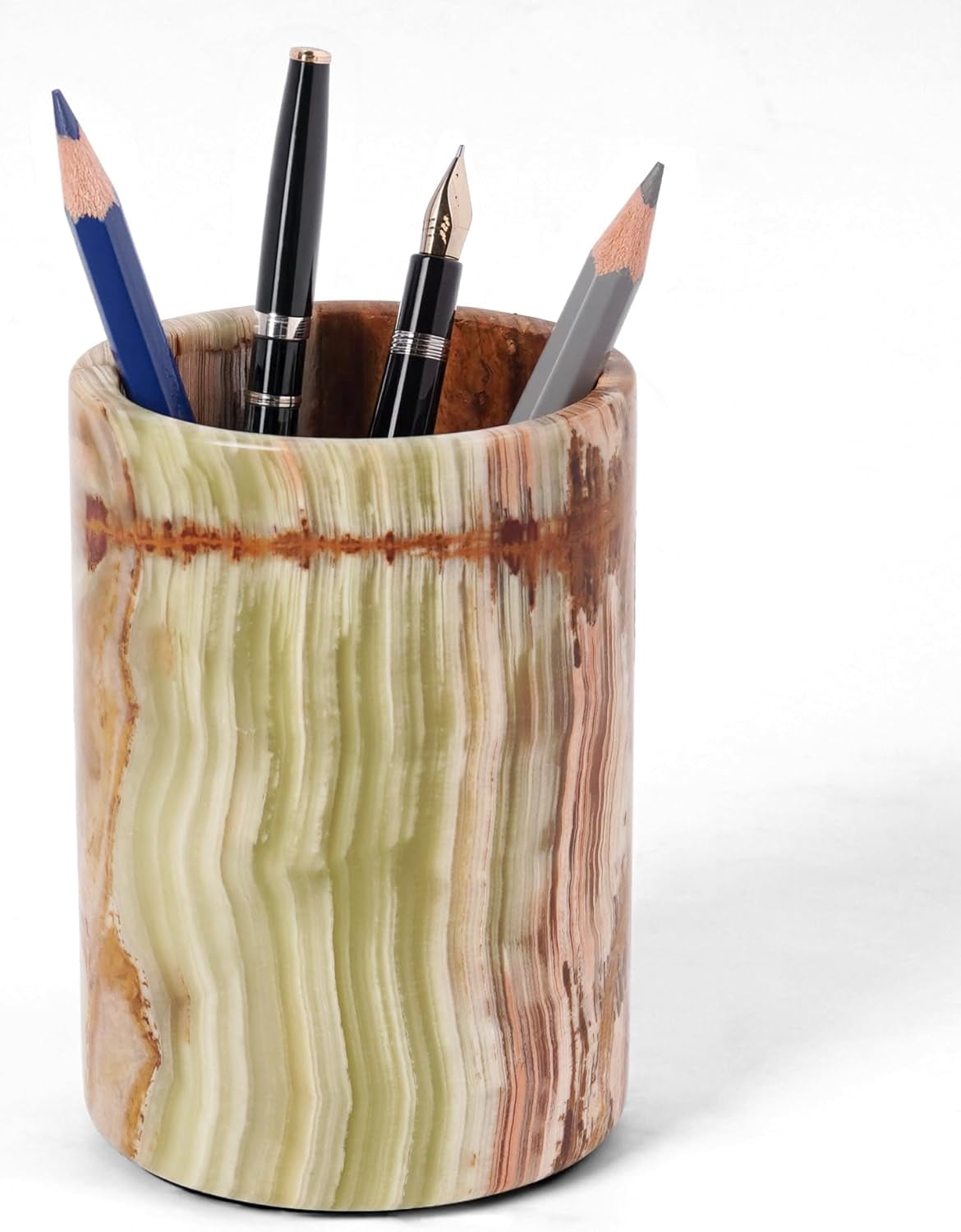 Radicaln Green Marble Stationary Holder 4" – Desk Pen Holder, Brush Container, Art Supplies Organizer, Toothbrush Cup, Luxury Office & Vanity Décor