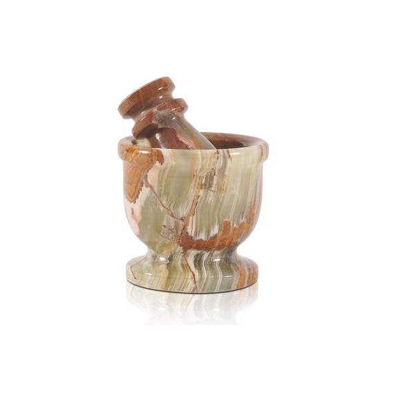 Radicaln Marble Mortar and Pestle Set Green 2.5 inches Handmade Garlic Crusher and Grinder Bowl, Mini Mortar and Pestle for Kitchen - Herb Grinder Spice Grinder