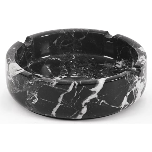 Radicaln  Marble Ash Tray 4.8 inches black Handmade Cigarette Holder and cigar ashtray for Home & Office, Outdoor Décor- Stone Tray for cigarettes