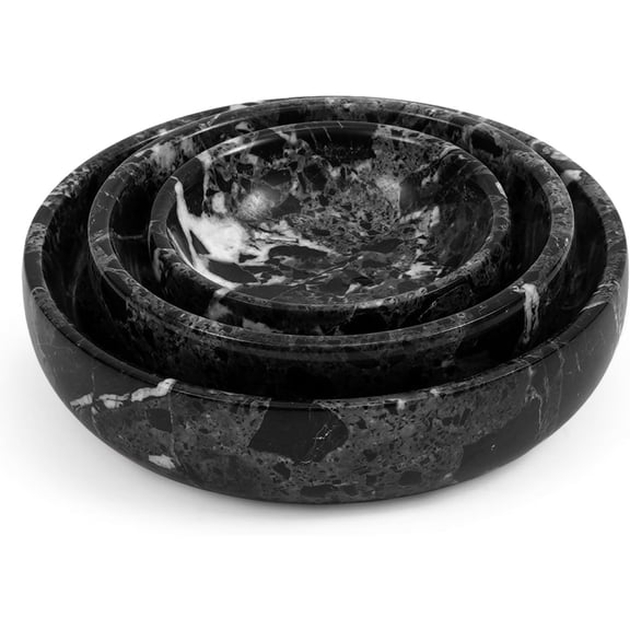 Radicaln Marble Bowls Set of 3 Handmade Black Small Plates and Bowls Sets for Mixing and Serving - Decorative Mini Bowl & Sauce Dishes for Kitchen and Dining