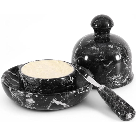 Radicaln Marble Butter Dish With Lid For Countertop 6 inches Black Zebra Handmade Butter Spreader For Kitchen Accessories, Ideal Butter Crock for Butter and French Butter Holder