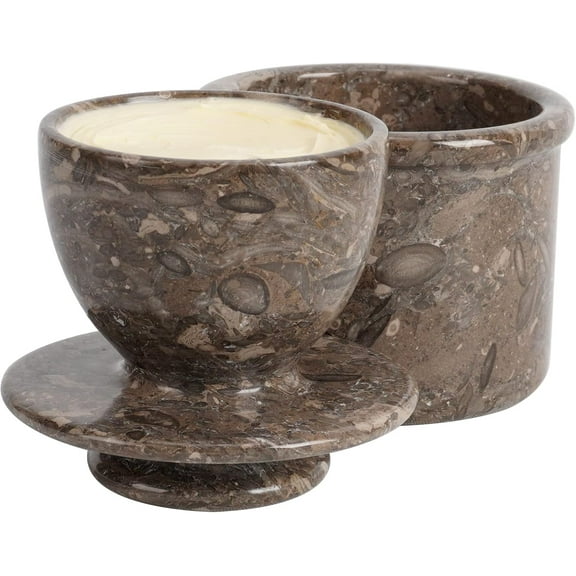 Radicaln Oceanic Marble Butter Keeper with Lid 4.25" Handmade Butter Dish for Kitchen Countertop & Dining Table Premium French Butter Crock, Gift Accessory