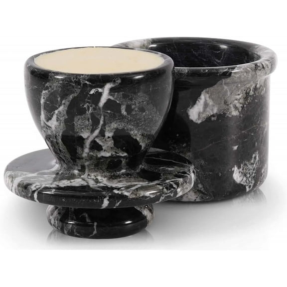 Radicaln Black Marble Butter Dish with Lid 4.25"  Handmade Butter Keeper for Kitchen Storage & Dining Table  Elegant French Butter Crock, Durable Tabletop Gift Idea