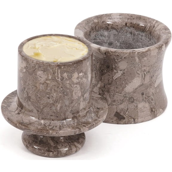 Radicaln Oceanic Marble Butter Keeper with Lid 4" – Handmade Butter Storage Dish for Kitchen Countertop & Dining Table – Premium Marble Butter Crock, Gift Accessory