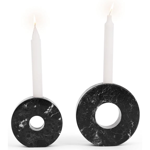 Radicaln Marble Taper Candle Holders Set of 2 Black Elegant Candlestick Holders for Table Decor, Living Room & Home Centerpieces, Perfect for Pillar Candles & Gifts