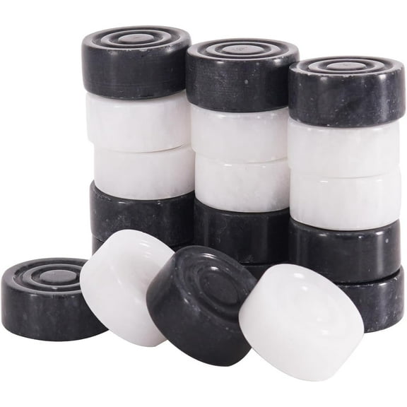 Radicaln Marble Checker Figures 1.25 inch Black and White Handmade Checker Family Board Game -Sports