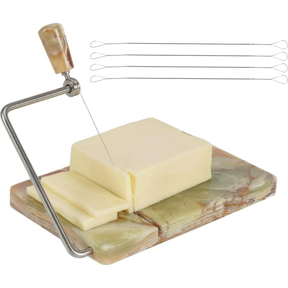 Radicaln Green Marble Cheese Slicer 8" – Elegant Stone Cheese Cutter for Parmesan, Cheddar & Mozzarella – Charcuterie Board Butter Cutter Kitchen Accessory