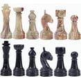 thumbnail image 1 of Radicaln Marble Chess Pieces Black & Green 3.5" King Figures Handmade 32 Chess Figures Family Games, 1 of 6