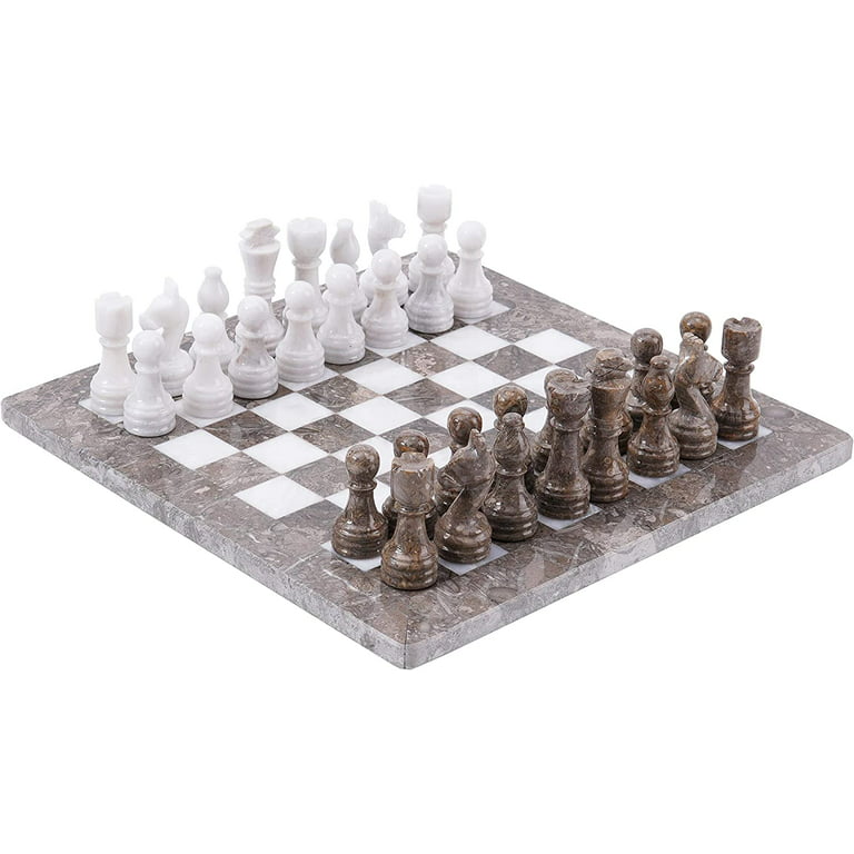 Radicaln Marble Chess Set 12 Inches White and Grey Oceanic Handmade Chess  Board Game for Adults - 2 Player Games for Adults - 1 Chess Board & 32  Chess