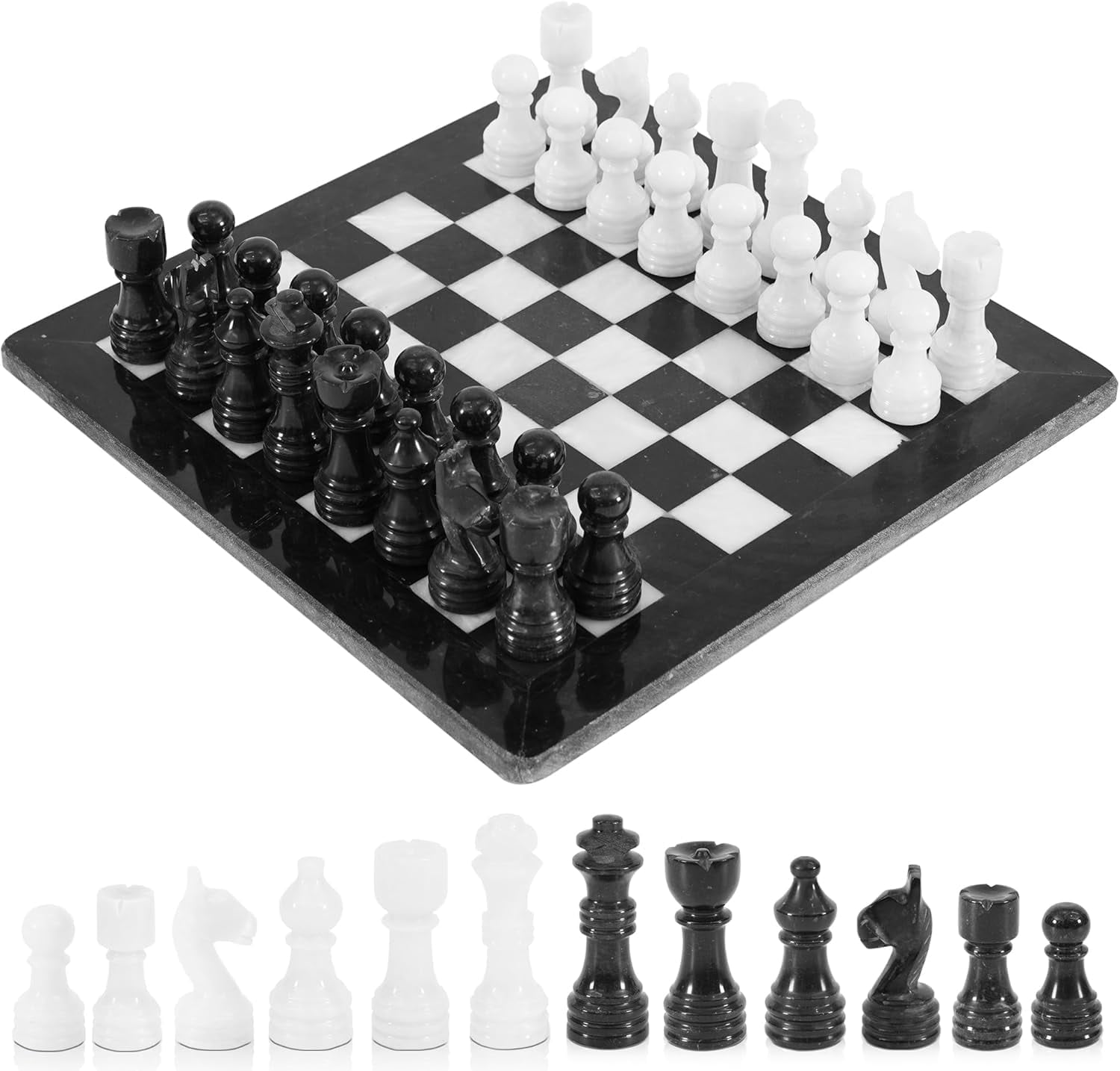 Radicaln Black and White Marble Chess Set 12 Inch Handmade Board – Luxury Gift for Father, Boss or Mentor – Thoughtful Father’s Day Pick for Him