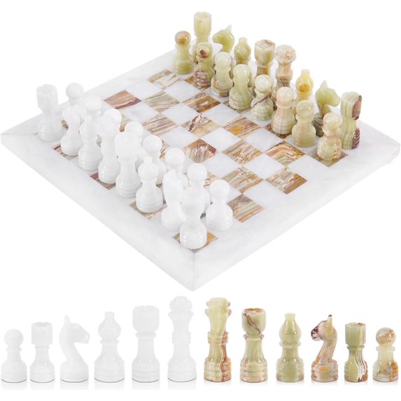 Radicaln White and Green Marble Chess Set 12 Inch Handcrafted Game Board – Premium Strategy Gift for Dad, Husband or Mentor – Father’s Day Present
