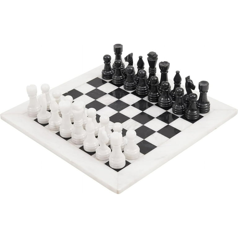 Radicaln Marble Chess Set 15 Inches Grey Oceanic and White Handmade Chess  Sets Outdoor Games - Travel Chess Set 2 Player Games - 1 Chess Board & 32
