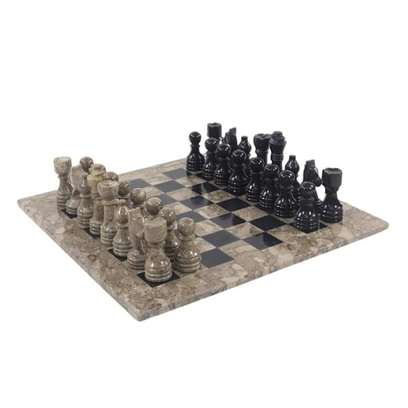 Radicaln Marble Chess Set 15" Inches Oceanic and Black Handmade Luxury Board Games for Adults, Ideal Marble Chess Board Game Set & Chess Pieces for Home Dcor