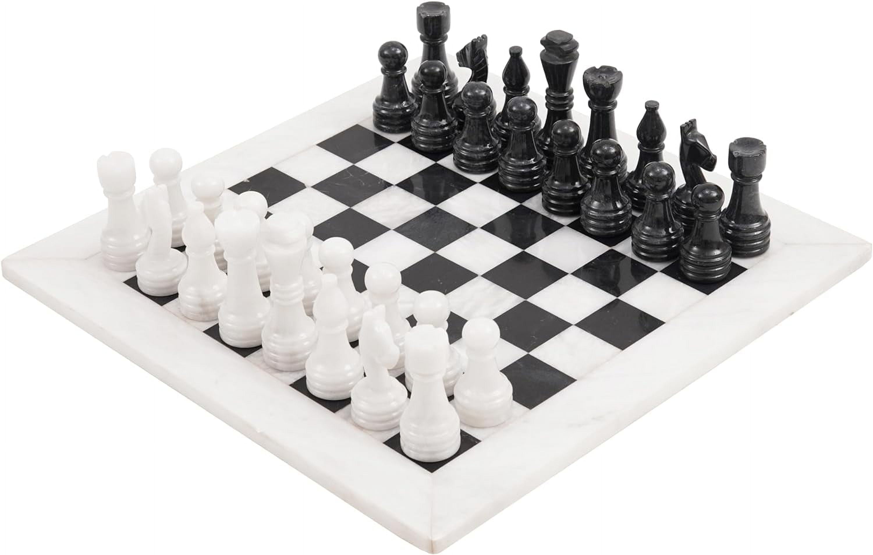 Radicaln Marble Chess Set 15" Inches Handmade White and Black Luxury Board Games for Adults, Ideal Marble Chess Board Game Set & Chess Pieces for Home Décor