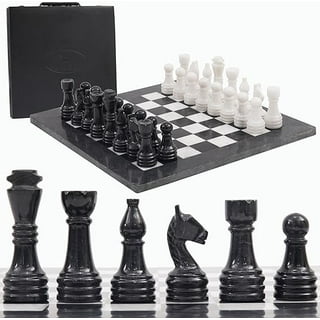 Medieval Times Crusades Pewter METAL Chess Set 16 Black & Red Faux Marble  Board