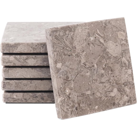 Radicaln Oceanic Marble 3.5 inches Square Coaster Set of 6 Handmade Absorbent Drink Coasters for Modern Home Bars & Dining Room, Stone Coasters