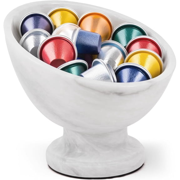 Radicaln Marble Coffee Pod Holder for Counter White 7 inch Handmade Stone K Cup Holder, Vertuo Pods Storage, Coffee Bar Accessories, Pod Organizer for Kitchen Countertop