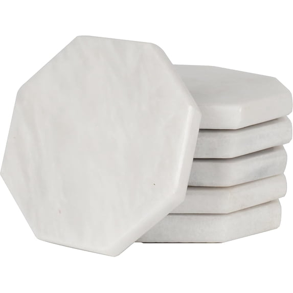 Radicaln Marble Coasters Star 3.5" Inches White Handmade Marble Drink Coasters for Home and Kitchen, Drink Coaster Set of 6, Ideal Coaster for Drink